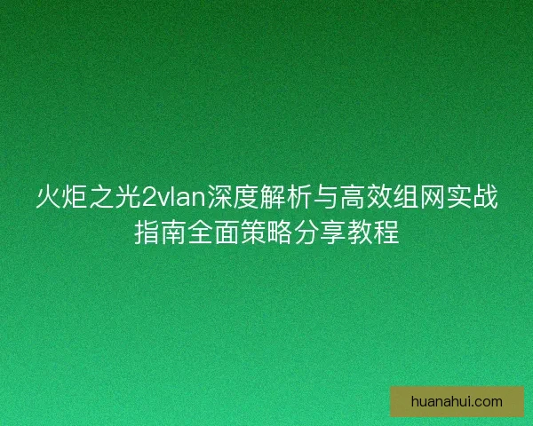 火炬之光2vlan深度解析与高效组网实战指南全面策略分享教程